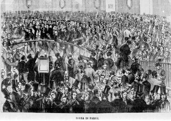 Pařížská burza (koš) v roce 1870.
