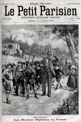 Pařížské školní prázdniny na výletě do přírody. Gravírování v „“Le Parisien““