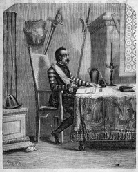Pascal Paoli (1725-1807), korsický patriot ve svém ateliéru. V “” Pasquale Paoli nebo Pontenuovo trase “” ” od F.D. Guerrazzi. 1872.