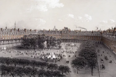 Place Royale (dnes Place des Vosges) v Paříži na konci 19. století.
