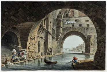Pont de la Tournelle v Paříži viděný J.C.Nattesem, vydal W.Miller v Londýně-1806