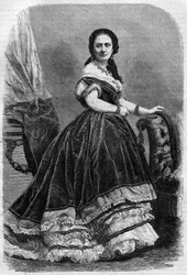 Portrét Maria Wyse Bonaparte známá jako Madame Urbain Ratazzi (1833-1902). Gravírování v „The Illustrious Universe“