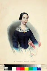 ""Portrét zpěvačky a skladatelky Pauline Viardot (1821-1910)"" (Portrét zpěvačky a skladatelky Pauline Viardot (1821-1910)) Anonymní akvarel kolem roku 1840 Rozměr 44,5 x 31,5 cm I Turgenev Memorial Museum, Moskva