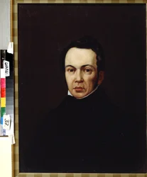 Portrét spisovatele, orientalisty a novináře Osipa Senkovského (1800-1858) (Portrét autora, orientalisty a novináře Osipa Senkovského). Anonymní malování. Olej na plátně, kolem 1830. Romantismus. Ústav ruské literatury IRLI (Pushki House