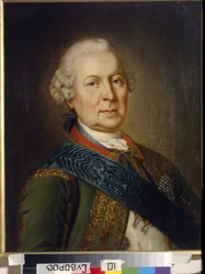 Portrét hraběte Burckhardta Christopha von Munnich (1683-1767) (Portrét hraběte Burkharda Christopha von Munnich). Anonymní obraz, olej na plátně, počátek 19. století, klasicismus. Ústav ruské literatury IRLI (Puškinův dům), Petrohrad.