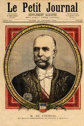 Portrét Alphonse Chodrona de Courcela (1835-1919), francouzského politika, diplomatické kariéry, v Německu (1881-1886) a Spojeném království (1894-1898), prezidenta správní rady pařížských drah Orleans a člena akademie mravní a p