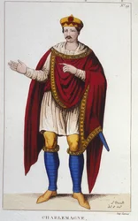 Portrét Karla Velikého nebo Karla I. Velikého (742 - 814) Král franků rytý 1830