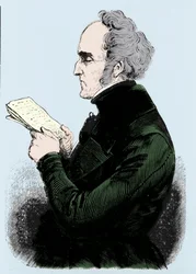 Portrét Charlese Fouriera (1772 - 1837), francouzského socialistického teoretika. Rytina 19. století.