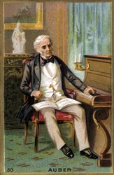 Portrét Daniela Françoise Esprita Aubera (1782-1871), francouzského skladatele. Chromolitografie 19. století.
