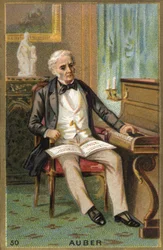 Portrét Daniela Françoise Esprita Aubera (1782-1871), francouzského skladatele. Chromolitografie 19. století.