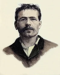 Portrét Francoise Claudia Koenigsteina (1859-1892), francouzského anarchistického teroristického aktivisty. Rytina 19. století