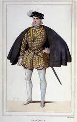 Portrét Františka II. (1544 - 1560), francouzského krále, rytina z roku 1830