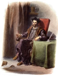 Portrét Françoise Rabelaise sedícího (1483-1553) - v „“Le Plutarque francais“, Ed. Mennechet