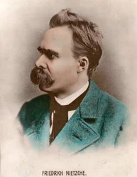 Portrét Friedricha Nietzscheho (1844 - 1900), německého filozofa. Rytina 19. století. Soukromá sbírka.