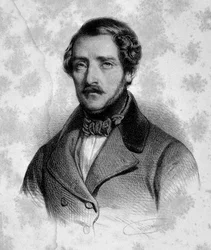 Portrét Gaetana Donizettiho (1797-1848), italský skladatel 19. století. Milan, knihovna konzervatoře
