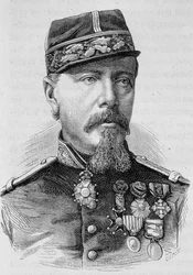 Portrét generála Lecomta, který byl zastřelen povstalci v roce 1871. Rytina konce 19. století v „Histoire de France““ od H. Martina.