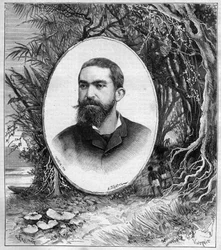 Portrét Henriho Coudreaua (1859-1899), profesora geografie a průzkumníka Amazonie (Brazílie) - rytina v journal des voyages 1889