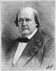 Portrét Henri Milne Edwards (Milne-Edwards) (1800-1885), francouzský přírodovědec. (Z fotografie). Gravírování do „“ Příroda: přehled věd a jejich aplikací v umění a průmyslu““ z 8. srpna