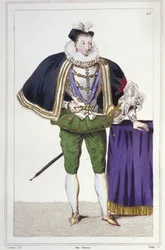 Portrét Jindřicha III. (1551 - 1589), krále Francie. rytina z roku 1830