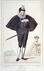 Portrét Jindřicha III. (1551 - 1589), krále Francie. rytina z roku 1830