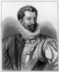 Portrét Jindřicha I. Lotrinského, 3. vévody z Guise, dit le Balafré (1550 - 1588) - v „Histoire des Français“ od Lavallée, rytina, sd.