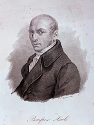 Rytina portrétu italského skladatele Bonifazia Asioliho (1769-1832). 19. století. Milan, knihovna konzervatoře