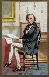 Portrét Jakoba Liebmanna Meyerbeera (1791-1864), německého skladatele.