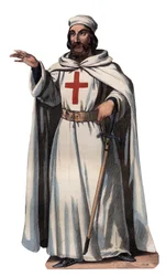 Portrét Jakuba z Molay (Jacques de Molay) (Molai) (1243-1314), velmistra templářských rytířů. Rytina z roku 1842 v „Histoire des Popes““ od Maurice Lachatre. Soukromá sbírka.