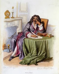 Portrét Jeana-Baptista Poquelina dit Molière, francouzského dramatika a herce (1622-1673) - v „“Le Plutarque francais““, Ed. Mennechet