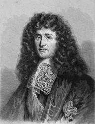 Portrét Jean Baptiste (Jean-Baptiste) Colberta (1619-1683), francouzského politika - v „Histoire des Français“ od Lavallée, rytina, sd.