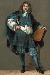 Portrét Jean Baptiste Poquelin dit Moliere (1622-1673) Chromolitografie kolem roku 1890.