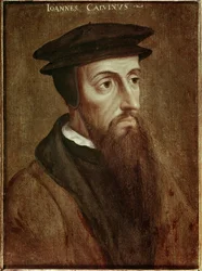 Portrét Jeana Calvina (Jean Cauvin) Francouzský reformátor a spisovatel (1509-1564) Anonymní obraz. 1550. Rotterdam. Musee Boymans Van Beuningen - Portrét Johna Calvina (Jean Cauvin), francouzského spisovatele, teologa a pastora během protestantské reforma