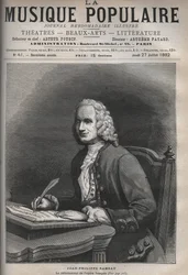 Portrét Jean Philippe Rameau (1683-1764) - Portrét Jean-Philippe (Jean Philippe) Rameau (1683-1764), francouzský skladatel - rytina v proslulém týdeníku "La musique populaire""" - 1882