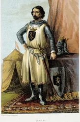 Portrét Jana I., známého jako Vítězný (1268-1294), vévoda z Brabantu. Chromolitografie 19. století.