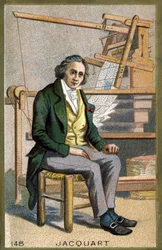 Portrét Josepha Marie Jacquarda (1752-1834), francouzského mechanika, vynálezce tkalcovského stavu. Chromolitografie konce 19. století.