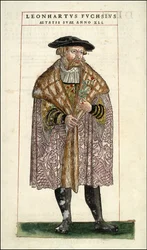 Portrét Leonharta Fuchse: Botanik - německý lékař (1501 - 1566) - v "Dějiny stirpia s komentáři k odznakům,..." od Leonharta Fuchse