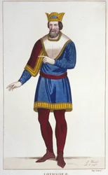Rytina Portrét Lotharia II (825-869) krále Lotharingie z roku 1830