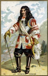 Portrét Ludvíka II. Bourbonského, 4. prince z Condé (Bourbon-Conde), známého jako Grand Condé (1621 - 1686). Chromolitografie 19. století.