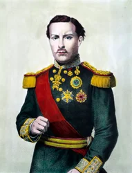 Portrét Ludvíka I. Portugalského (1838-1889) Portugalský král Rytina z 19. století Soukromá sbírka