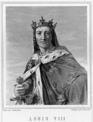 Portrét Ludvíka VIII. (1187 - 1226), krále Francie - v „Histoire des Français““ od Lavallée, rytina, sd.