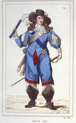 Portrét Ludvíka XIII. (1601 - 1643), francouzského krále, rytina z roku 1830