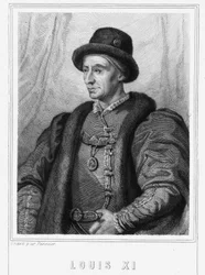 Portrét Ludvíka XI. (1423 - 1483), krále Francie - v „Histoire des Français““ od Lavallée, rytina, sd.