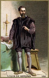 Portrét Louise de Berquin (1485 - 1529), rytíře a humanisty. Chromolitografie 19. století.