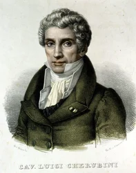 Portrét Luigiho Cherubiniho (1760-1842), italského skladatele.