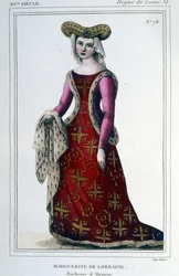 Portrét Marguerite od Lorraine Vaudémontové, vévodkyně z Alençonu (1463 - 1521).