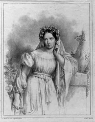 Portrét zpěvačky Marie Garciaové zvané Malibran (1808-1836) v „Normě“ od Belliniho