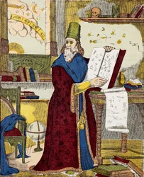 Portrét Michela de Notre Dame (Nostradamus) Francouzský astrolog - Portrét Nostradama, Michel de Notre Dame (1503-1566) Francouzský astrolog a lékař - Rytina