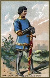 Portrét Oliviera de Clissona (1336 - 1407). Chromolitografie konce 19. století.