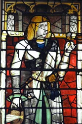 Portrét Filipa I. Habsburského (1478-1506) španělského krále Vitráže 15. století. Bruggy, kaple svaté krve