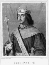 Portrét Filipa VI. de Valois (1294 - 1350), krále Francie - v „Histoire des Français““ od Lavallée, rytina, sd.